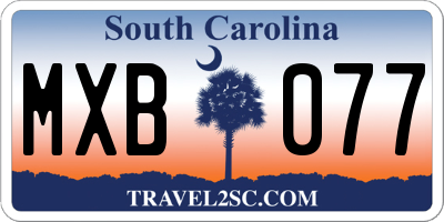 SC license plate MXB077