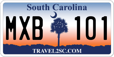 SC license plate MXB101