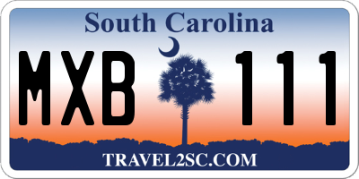 SC license plate MXB111