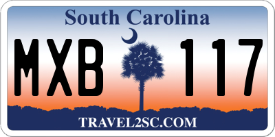 SC license plate MXB117