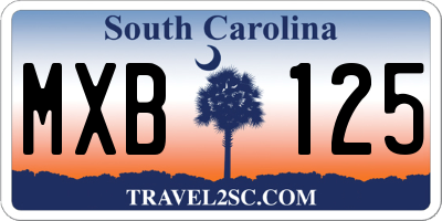 SC license plate MXB125