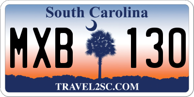 SC license plate MXB130