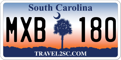 SC license plate MXB180
