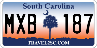 SC license plate MXB187