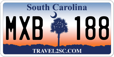 SC license plate MXB188