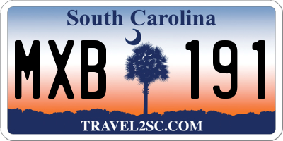 SC license plate MXB191