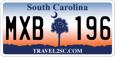 SC license plate MXB196
