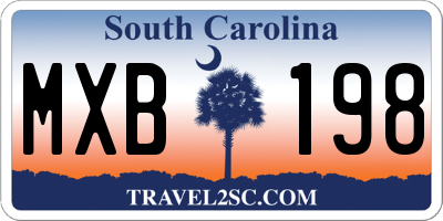 SC license plate MXB198