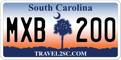 SC license plate MXB200