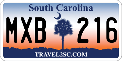 SC license plate MXB216
