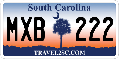 SC license plate MXB222