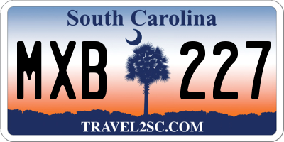 SC license plate MXB227