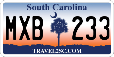 SC license plate MXB233