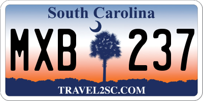 SC license plate MXB237