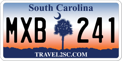 SC license plate MXB241