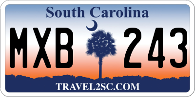 SC license plate MXB243