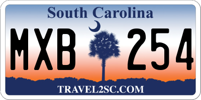 SC license plate MXB254