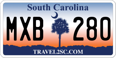 SC license plate MXB280