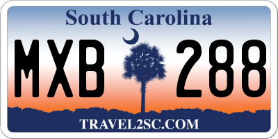 SC license plate MXB288