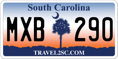 SC license plate MXB290