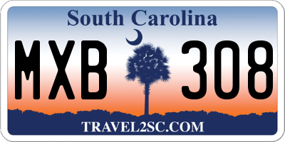 SC license plate MXB308