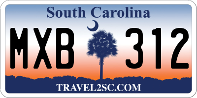 SC license plate MXB312