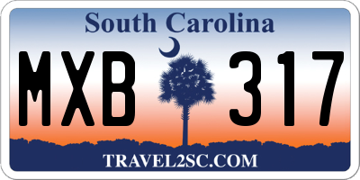 SC license plate MXB317