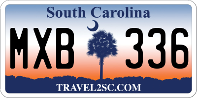 SC license plate MXB336