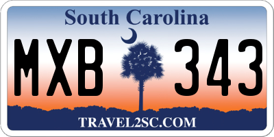 SC license plate MXB343