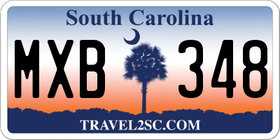 SC license plate MXB348