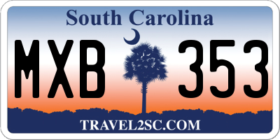 SC license plate MXB353