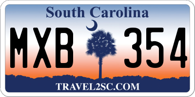 SC license plate MXB354