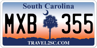 SC license plate MXB355