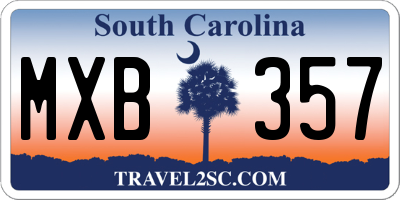 SC license plate MXB357