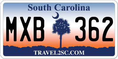 SC license plate MXB362