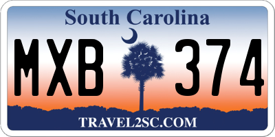 SC license plate MXB374