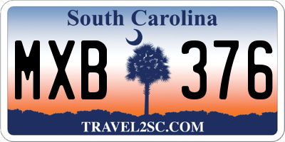 SC license plate MXB376