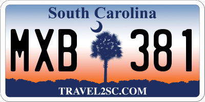 SC license plate MXB381