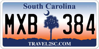 SC license plate MXB384