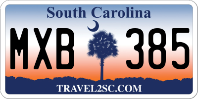 SC license plate MXB385