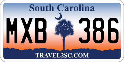 SC license plate MXB386