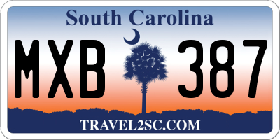SC license plate MXB387