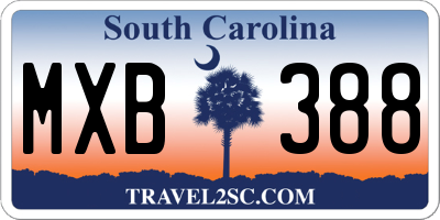 SC license plate MXB388