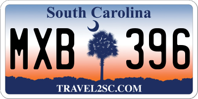 SC license plate MXB396