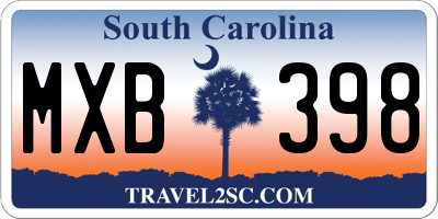 SC license plate MXB398