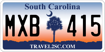SC license plate MXB415