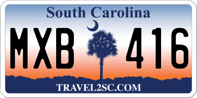 SC license plate MXB416