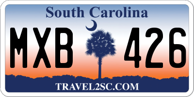 SC license plate MXB426