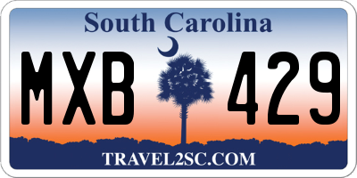 SC license plate MXB429
