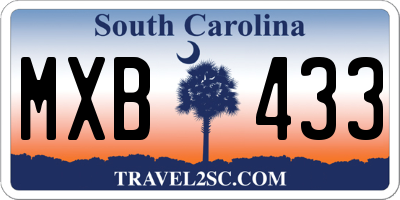 SC license plate MXB433